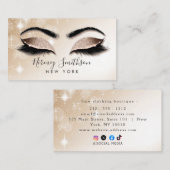 Carte De Visite Lashes Brosse maquillage Aquarelle rose B (Devant / Derrière)