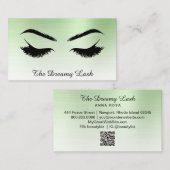 Carte De Visite *~* Lashes Brosses Extensions QR Metal CELERY VERT (Devant / Derrière)
