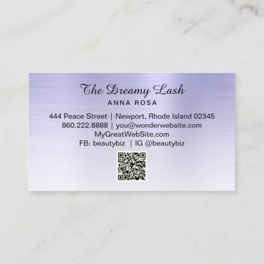 Carte De Visite *~* Lashes Brosses Extensions QR Métal Denim Bleu (Dos)