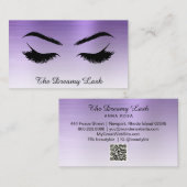 Carte De Visite *~* Lashes Brosses Extensions QR Metal ROYAL PURPL (Devant / Derrière)
