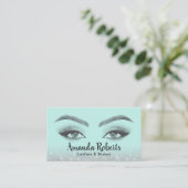 Carte De Visite Lashes & Brosses Microblading Mint & Silver Partie (Debout devant)