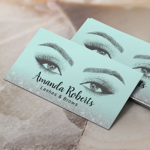 Carte De Visite Lashes & Brosses Microblading Mint & Silver Partie