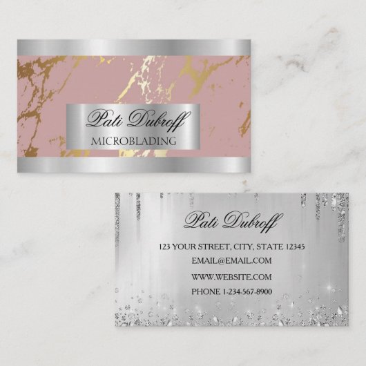 Carte De Visite Lashes & Brosses Microblading Parties scintillant (Devant / Derrière)