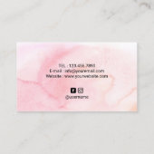 Carte De Visite Lashes & Brosses Salon de Beauté Aquarelle rose pâ (Dos)
