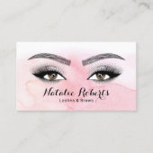 Carte De Visite Lashes & Brosses Salon de Beauté Aquarelle rose pâ (Devant)