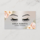 Carte De Visite Lashes & Brosses Salon de Beauté Moderne Argent Fl (Devant)