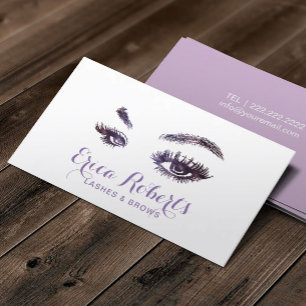 Carte De Visite Lashes & Brows Élégant Artiste maquillage violet