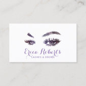 Carte De Visite Lashes & Brows Élégant Artiste maquillage violet (Devant)