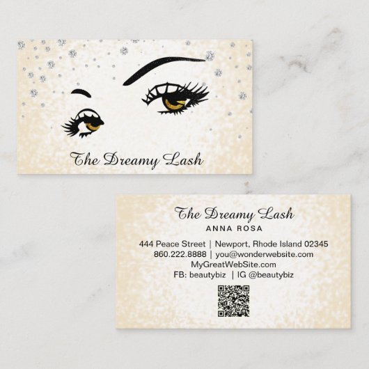 Carte De Visite *~* Lashes Brows Extensions Bling Parties scintill (Devant / Derrière)