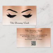 Carte De Visite *~* Lashes Brows Extensions QR Metallic ROSE OR (Devant / Derrière)