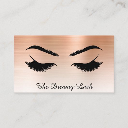 Carte De Visite *~* Lashes Brows Extensions QR Metallic ROSE OR (Devant)