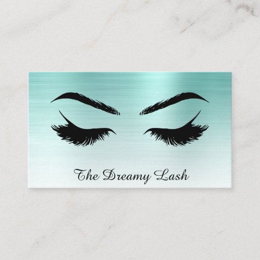 Carte De Visite *~* Lashes Brows Extensions QR Metallic TURQUOISE  (Devant)