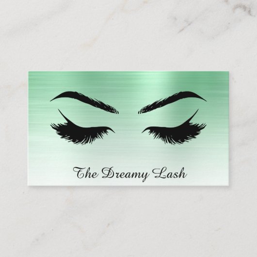 Carte De Visite *~* Lashes Brows Extensions QR Mint métallique (Devant)