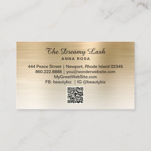 Carte De Visite *~* Lashes Brows Extensions QR OR métallique (Dos)