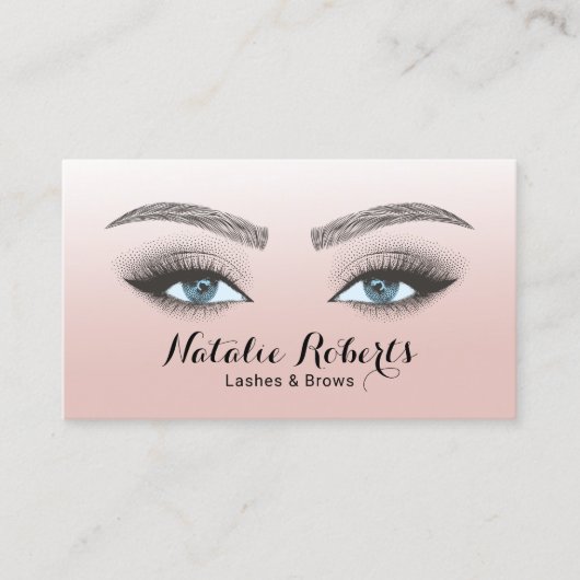 Carte De Visite Lashes Brows Microblading Beauty Salon Blush Rose  (Devant)