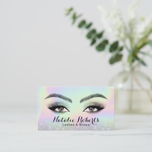 Carte De Visite Lashes & Brows Microblading Holographic Beauté (Debout devant)