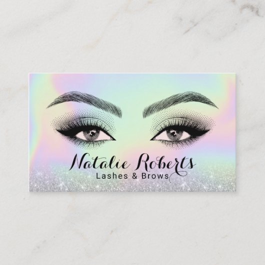 Carte De Visite Lashes & Brows Microblading Holographic Beauté (Devant)