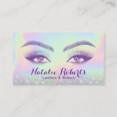 Carte De Visite Lashes & Brows Pastel Holographique Salon de beaut (Devant)