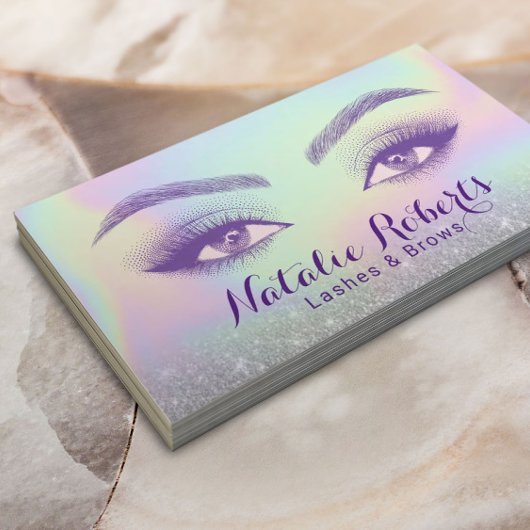 Carte De Visite Lashes & Brows Pastel Holographique Salon de beaut
