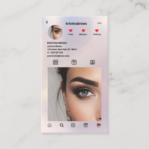 Carte De Visite Lashes & Brows Pastel Instagram Photo Grid QR Code