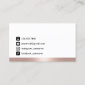 Carte De Visite Lashes & Brows Salon Rose Gold Frontière Médias so (Dos)