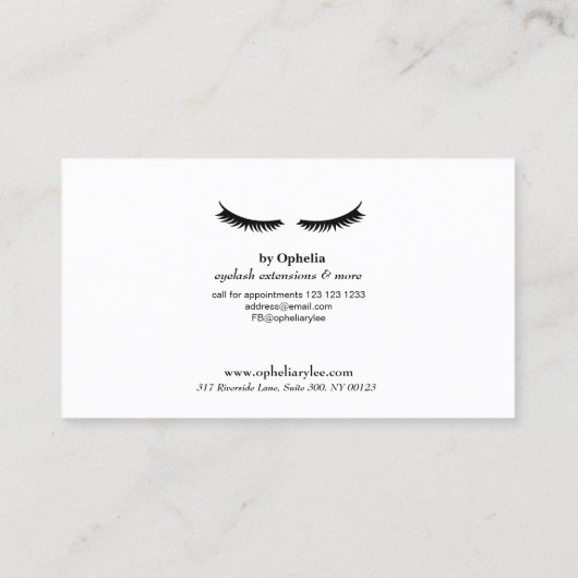 Carte De Visite Lashes Brows Script moderne minimal maquillage bea (Dos)