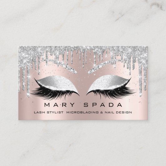 Carte De Visite Lashes de maquillage Browns Gris Spark Rose Confet (Devant)