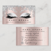 Carte De Visite Lashes de maquillage Browns Gris Spark Rose Confet (Devant / Derrière)