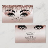 Carte De Visite Lashes de maquillage Rose Parties scintillant or (Devant / Derrière)