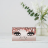 Carte De Visite Lashes de maquillage Rose Parties scintillant or (Debout devant)
