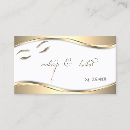 Carte De Visite Lashes de Parties scintillant Or Moderne (Devant)