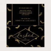 Carte De Visite Lashes de texte Motif Black/Gold Aftercare (Extérieur déplié)