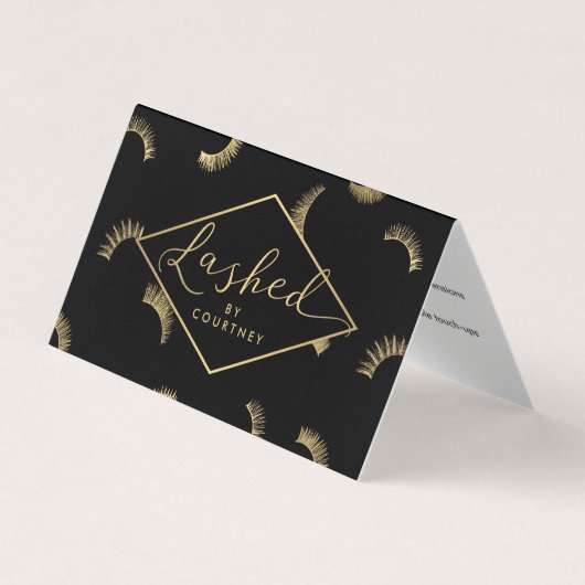 Carte De Visite Lashes de texte Motif Black/Gold Aftercare (Devant)