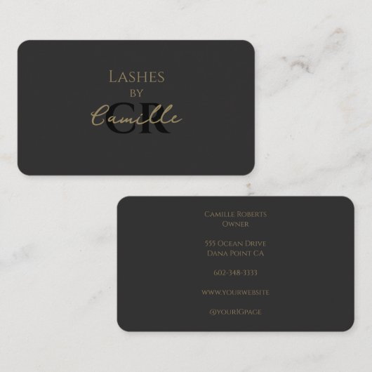 Carte de visite Lashes écriture moderne noire (Devant / Derrière)