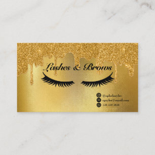 Carte De Visite Lashes et Brows Élégant Script Gold Maquillage Bea