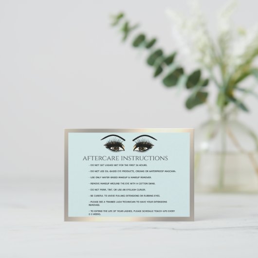 Carte De Visite Lashes Extension Aftercare Instructions luxe (Debout devant)