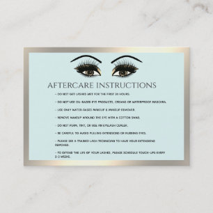 Carte De Visite Lashes Extension Aftercare Instructions luxe