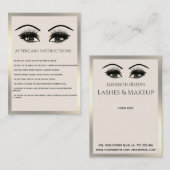 Carte De Visite Lashes Extension Aftercare Instructions luxe (Devant / Derrière)