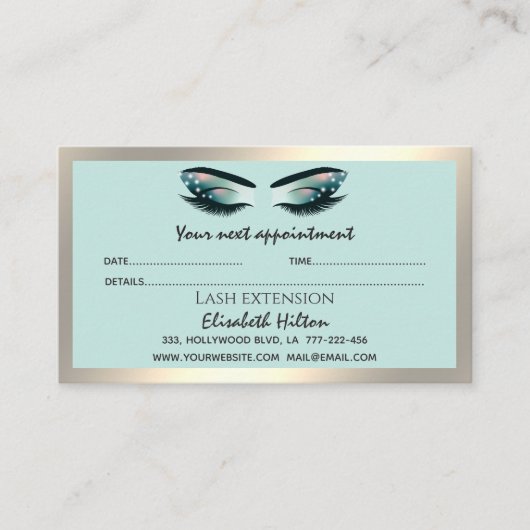 Carte De Visite Lashes Extension Aftercare Instructions luxe (Devant)