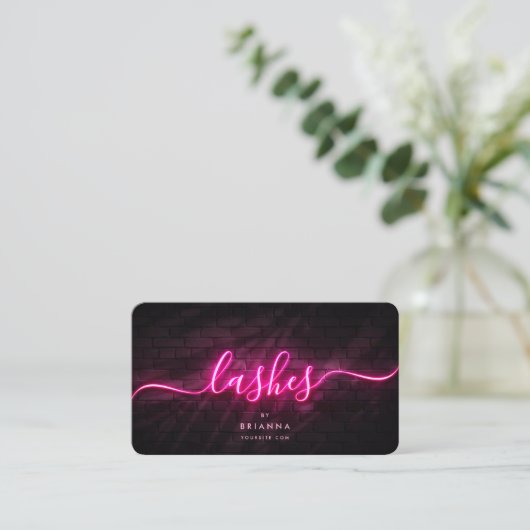 Carte De Visite Lashes Extensions Eyelash Script rose (Debout devant)