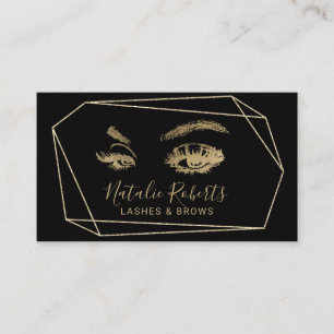 Carte De Visite Lashes Eyelash Artiste de maquillage de l'or noir