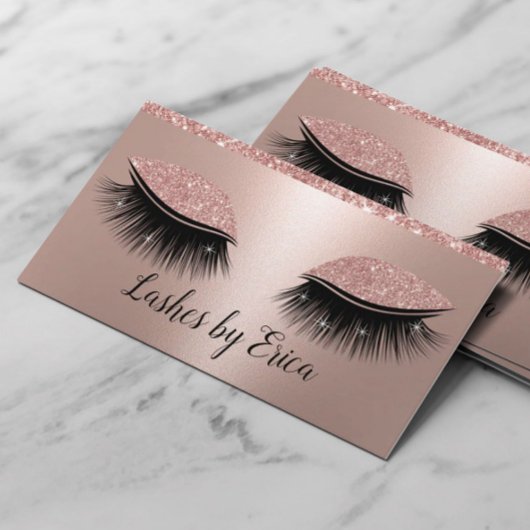 Carte De Visite Lashes Eyelash Eye maquillage Artiste Rose Gold Sa
