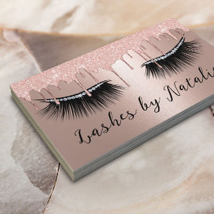 Carte De Visite Lashes Eyelash Gems maquillage Artiste Rose Gold D