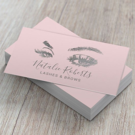 Carte De Visite Lashes Eyelash Maquillage Artiste Blush Pink Salon