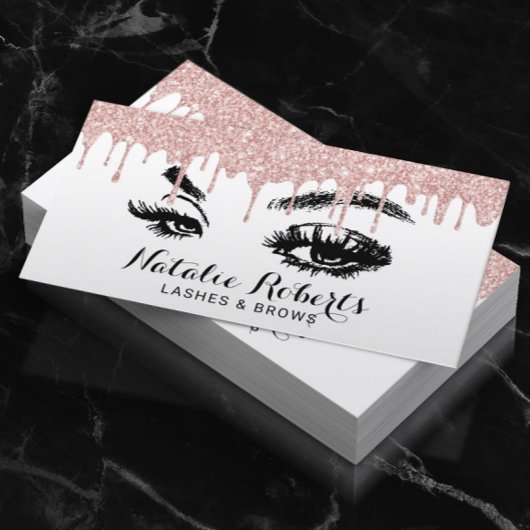 Carte De Visite Lashes Eyelash maquillage Artiste Rose Gold Drives