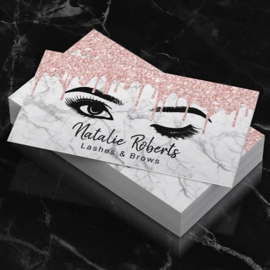Carte De Visite Lashes Eyelash maquillage Artiste Rose Gold Drivin
