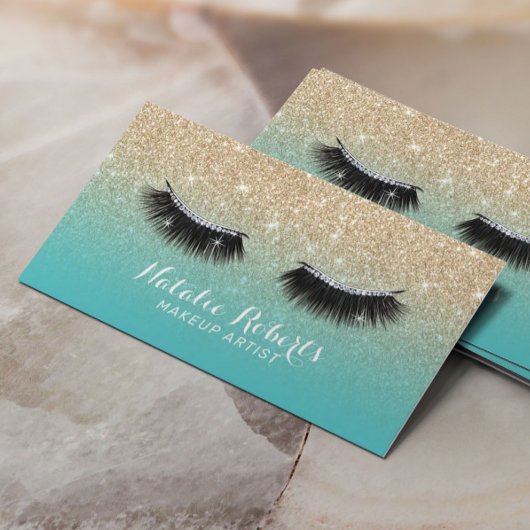 Carte De Visite Lashes Eyelash maquillage Artiste Turquoise & Part