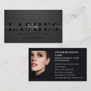 Carte De Visite Lashes/Eyelash Salon Photo Black Luxury