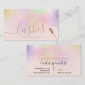 Carte De Visite Lashes holographique rose moderne rose brun rose (Devant / Derrière)
