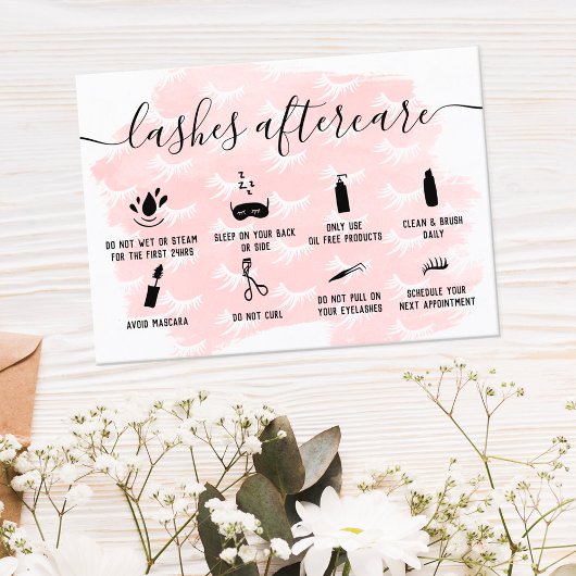 Carte De Visite lashes illustrations de post-soins rose